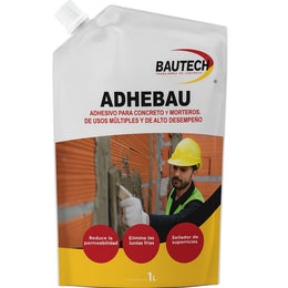 Adhebau E Bautech adhesivo para mejorar adherencia en concreto, mortero y mezclas cementicias de 1 L.