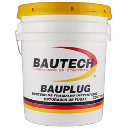 Bauplug Bautech mortero de fraguado instantáneo de 25 kg para obturación de fugas en sistemas impermeables cementicios.