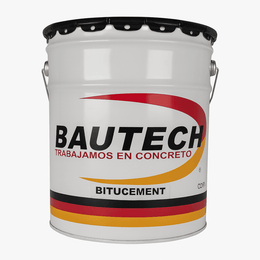 Bitucement Bautech cemento asfáltico para sellado e impermeabilización en cubeta de 19 litros.
