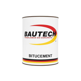 Bitucement Bautech cemento asfáltico de 4 L para resane y sellado en sistemas impermeables asfálticos.