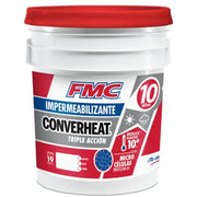 Converheat 10 Fibratado FMC impermeabilizante acrílico fibratado blanco de 19 L para sistemas impermeables acrílicos en techos y azoteas.