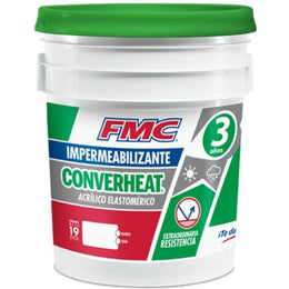 Converheat 3 FMC impermeabilizante acrílico elastomérico rojo de 18 L para sistemas impermeables acrílicos en techos y azoteas.