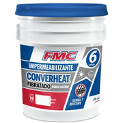 Converheat 6 Fibratado FMC impermeabilizante acrílico fibratado blanco de 19 L para sistemas impermeables acrílicos en techos y azoteas.