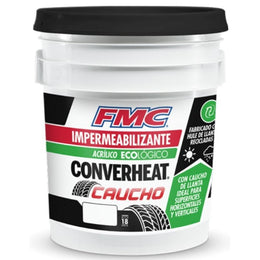 Converheat Caucho FMC impermeabilizante acrílico ecológico con caucho de llanta reciclada blanco de 19 L para sistemas impermeables acrílicos.