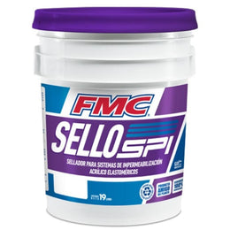 Sello SPI FMC sellador acrílico de 19 L para imprimación en sistemas impermeables acrílicos elastoméricos.